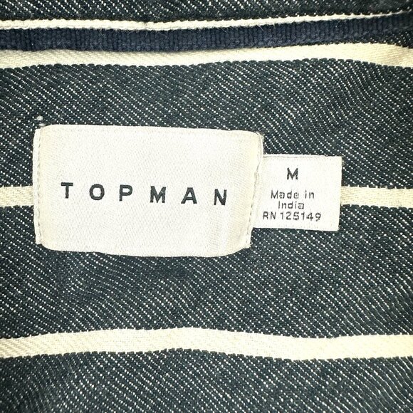Topman Men's Blue and White Striped Button Down - Picture 6 of 8